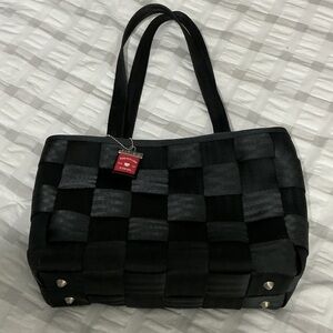 Harveys Black and Gray Checkered Tote